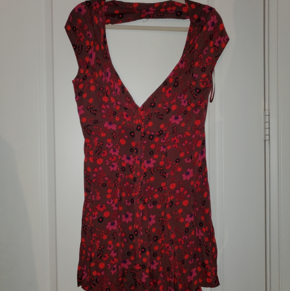 Free People, M, Floral Dress in Red/Pink/Maroon, It Takes Two Wrap Dress